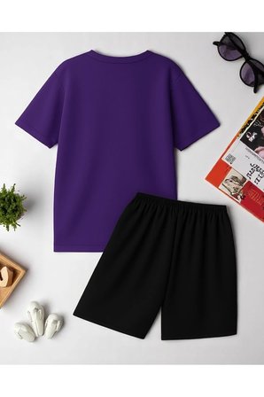 Unisex Boğa Baskılı Tasarım Şort Takım