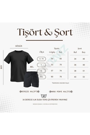 Unisex Boğa Baskılı Tasarım Şort Takım