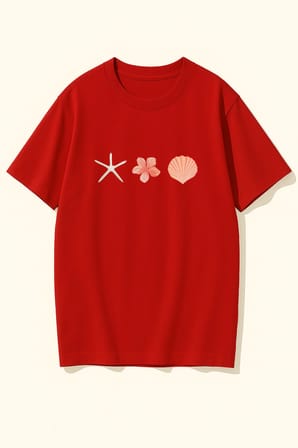 Unisex İstiridye Kabuk Tasarım Basklı Tshirt