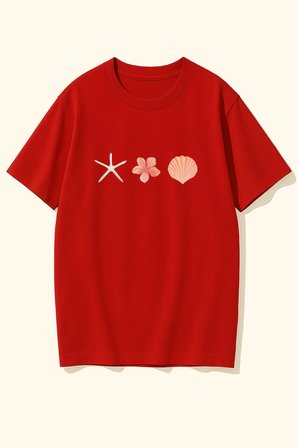 Unisex İstiridye Kabuk Tasarım Basklı Tshirt