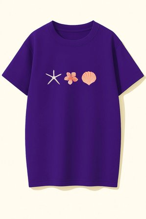 Unisex İstiridye Kabuk Tasarım Basklı Tshirt