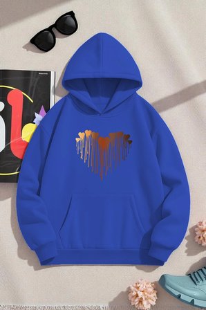Unisex ERİYEN KALPLER Tasarım Basklı Sweatshirt