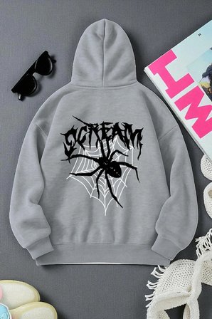 Scream Baskılı Oversize Sweatshirt