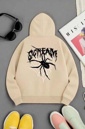 Scream Baskılı Oversize Sweatshirt