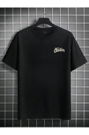 Unisex Mountain Tasarım Basklı Tshirt