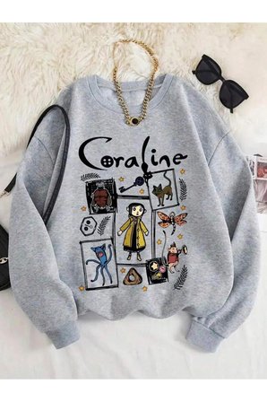 Unisex Caroline Karakter Baskılı Oversize Swweatshirt