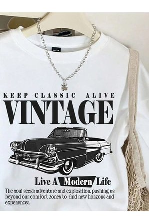 Unisex Vintage Baskılı Oversize Sweatshirt
