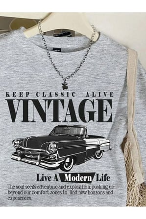 Unisex Vintage Baskılı Oversize Sweatshirt