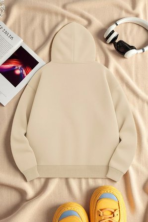 Unisex Leopar Kalp Desenli Baskılı Oversize Sweatshirt