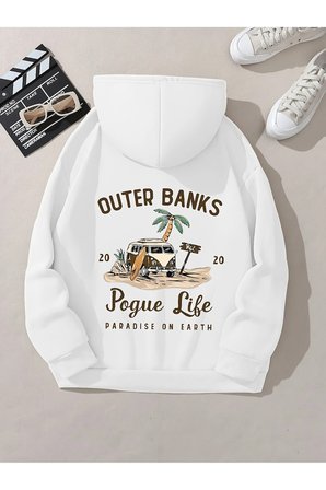 Unisex Outer Banks Baskılı Oversize Sweatshirt