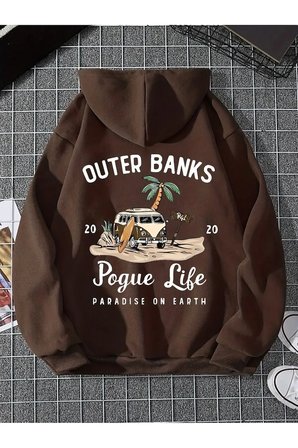 Unisex Outer Banks Baskılı Oversize Sweatshirt