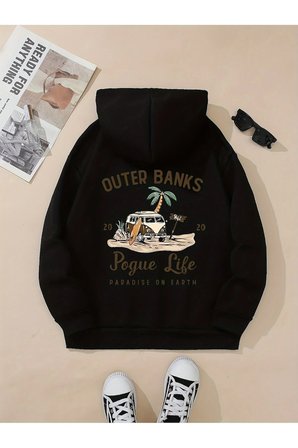 Unisex Outer Banks Baskılı Oversize Sweatshirt