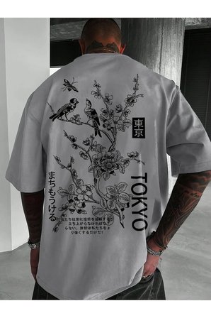 Unisex Tokyo Baskılı Oversize Tişört