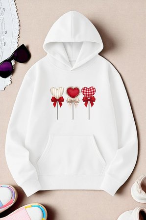Unisex Kalp Lolipop Detayli Baskılı Oversize Sweatshirt