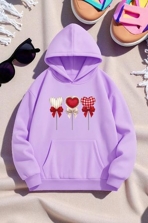 Unisex Kalp Lolipop Detayli Baskılı Oversize Sweatshirt