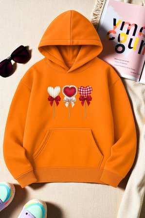 Unisex Kalp Lolipop Detayli Baskılı Oversize Sweatshirt