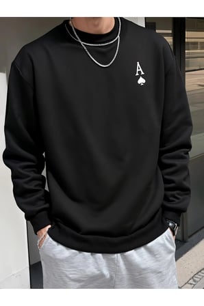 Unisex Maca Asi Baskılı Oversize Sweatshirt