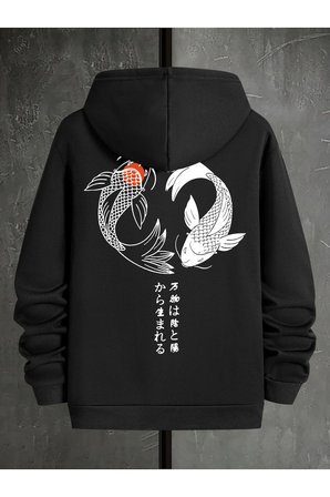 Unisex Ying & Yang Baskılı Oversize Sweatshirt