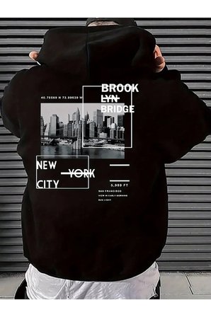Unisex Brooklyn Bridge Baskılı Oversize Sweatshirt