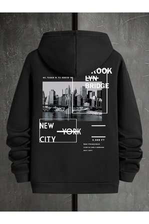 Unisex Brooklyn Bridge Baskılı Oversize Sweatshirt