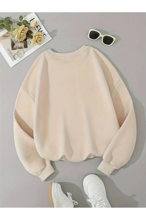 Unisex Sevimli Marshmallows Baskılı Oversize Sweatshirt