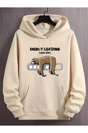 Unisex Tembel Animal Baskılı Oversize Sweatshirt