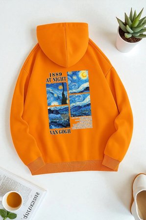 Vangogh Baskılı Oversize Sweatshirt