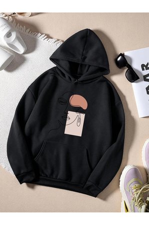 Silüet Baskılı Oversize Sweatshirt