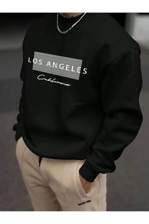 Unisex Los Angeles Baskılı Oversize Sweatshirt