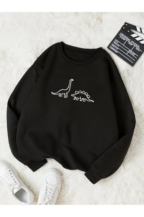 Unisex Dinazor Baskılı Oversize Sweatshirt