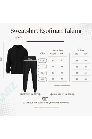Unisex Be Happy Baskılı Oversize Sweatshirt Takım