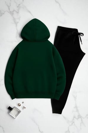 Unisex Be Happy Baskılı Oversize Sweatshirt Takım