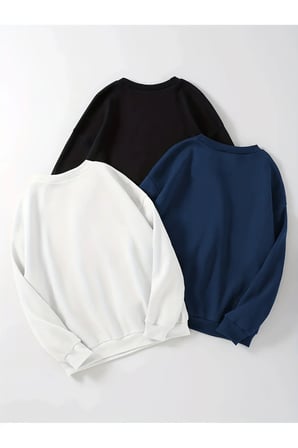 Çok Renkli Baskılı & Baskısız Sweatshirt 3'lü Fırsat Paketi