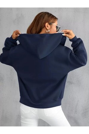 Unisex lacivert Fermuarlı Kapüşonlu Sweatshirt