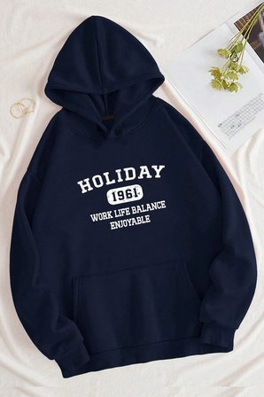 Holiday Baskılı Oversize Sweatshirt