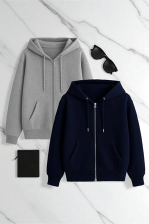 2'li Paket Fermuarlı Mevsimlik Sweatshirt
