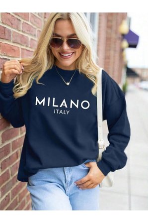 Milano Baskılı Oversize Sweatshirt