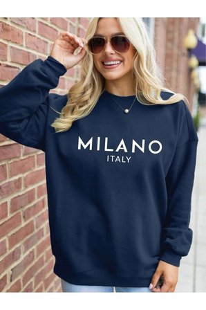Milano Baskılı Oversize Sweatshirt
