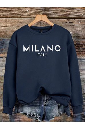 Milano Baskılı Oversize Sweatshirt