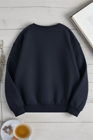 Unisex Leopar Kalp Desenli Baskılı Oversize Sweatshirt