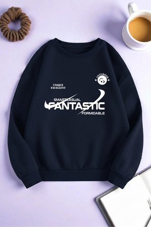 Unisex Fantastic Baskılı Oversize Sweatshirt