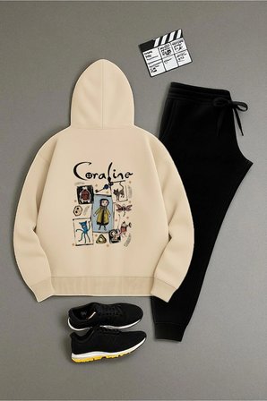Unisex Coraline Animal Baskılı Oversize Eşofman Takımı