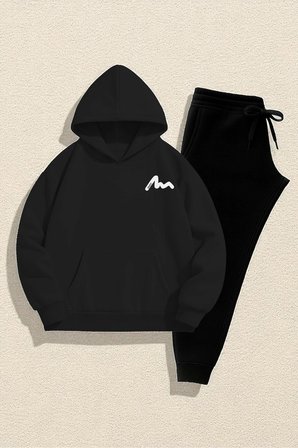 Unisex Enjoy Baskılı Tasarım Oversize Sweatshirt Eşofman Takım