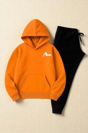 Unisex Papatya Happy Baskılı Tasarım Oversize Sweatshirt Eşofman Takım