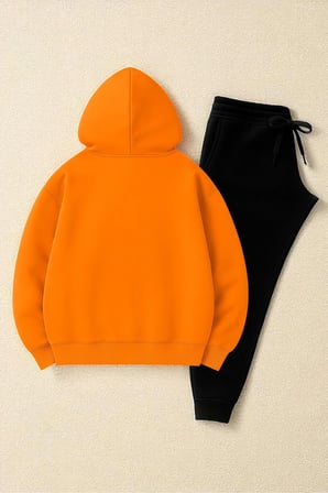 Unisex Papatya Happy Baskılı Tasarım Oversize Sweatshirt Eşofman Takım