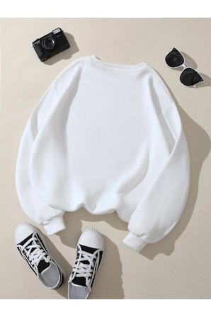 Unisex Istiridye Kabuklari Baskılı Tasarım Oversize Sweatshirt