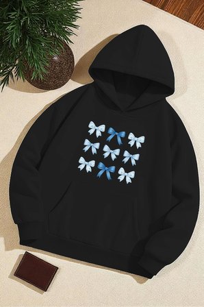 Unisex Kurdele Baskılı Tasarım Oversize Sweatshirt