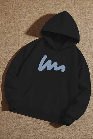 Unisex W Baskılı Tasarım Oversize Sweatshirt