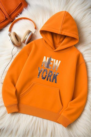 New York Baskılı Oversize Sweatshirt