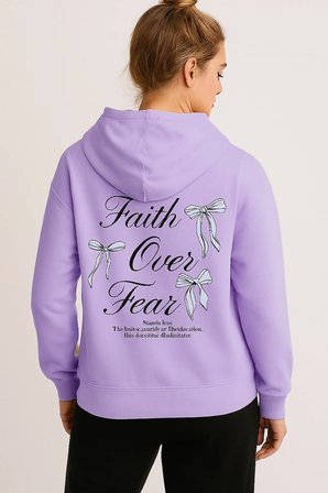 Unisex Fear Faith Over Baskılı Tasarım Oversize Sweatshirt